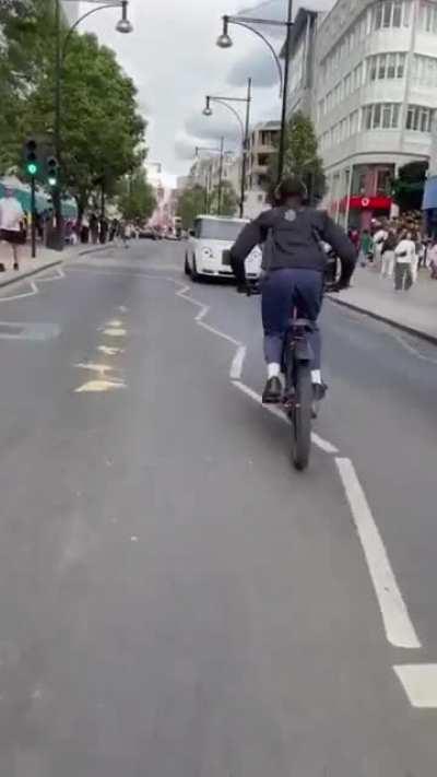 Doing a wheelie on public road