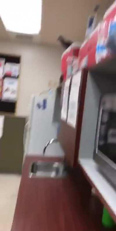 I was just trying to eat a slim jim and this dude flew in there