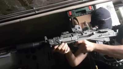 Full auto GBB Bullpup AK in action (Yes that BB hit me in the finger, yes it hurt)