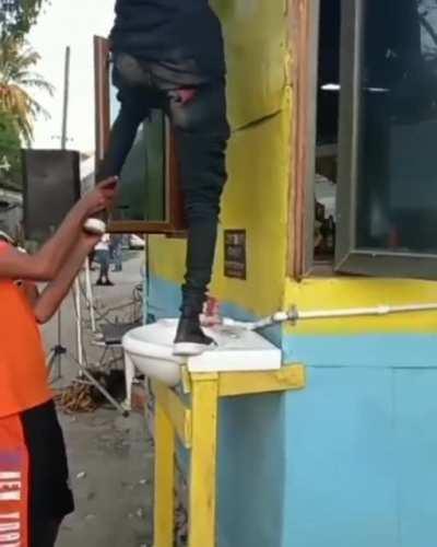 Hold my beer while I climb a roof and take a dive into this girl