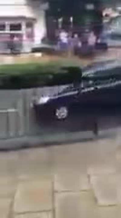 Impatient London driver goes for a swim.