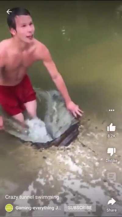 Imagine there was a steel grate or something halfway