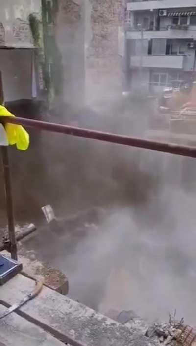 Poorly installed retaining wall collapses a building in Belgrade, Serbia