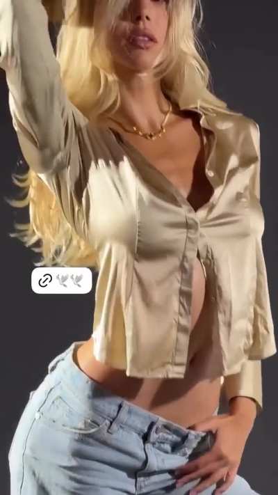 In satin shirt and jeans - IG October 2025