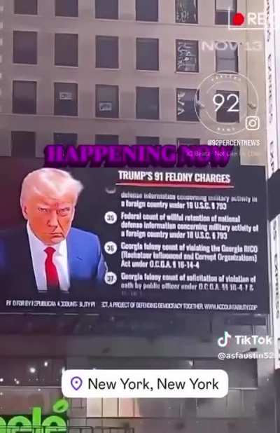 A Billboard with Trump’s crimes at least the ones we know about goes up in New York City