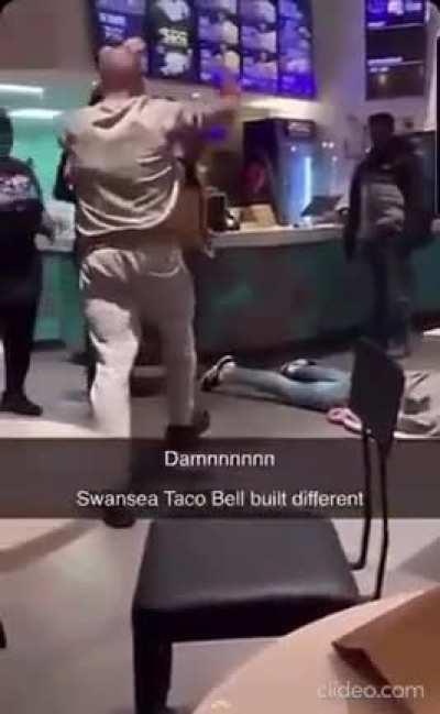 Man knocked out cold in Taco Bell as he's slammed to floor after swinging for worker.