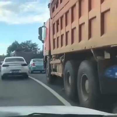 Moved right in front of a trucks blindspot