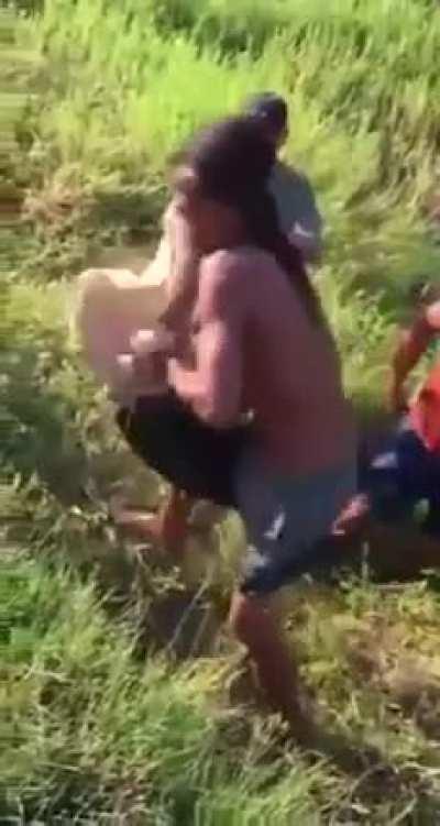 Wresting a massive fish