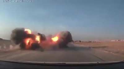 The Turkish military carrying out an airstrike on an ambulance of the Kurdish Red Crescent - missing the ambulance only by a few metres. 