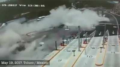 Destructive aftermath of truck crash