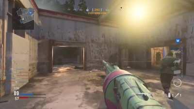 Knocked my care package out the sky with my throwing knife to get a kill!