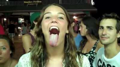 The full video, as far as I know the only video of her huge tongue