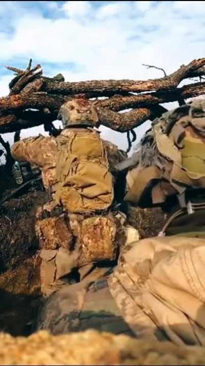 An Ukrainian soldier being hit while setting up his firing position. Ukraine-2023