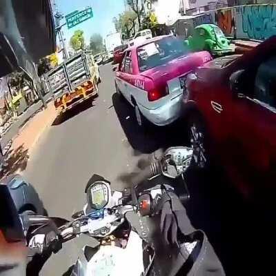 México City. Woman seems to have her driver's license from a Cereal Box. (Seen in Twitter)