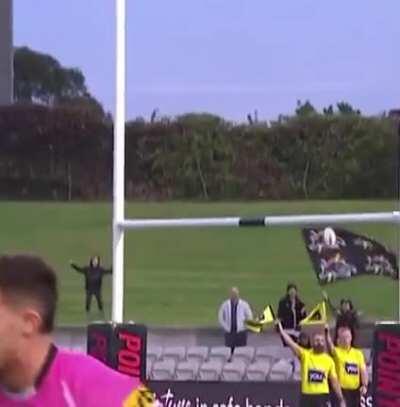 A young Panthers fan celebrates Nathan Cleary's conversion