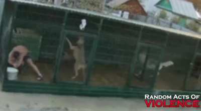 Dumbass Goes Inside A Dog Cage, Hits Dogs for no reason and Almost Loses His Forearm in the process!