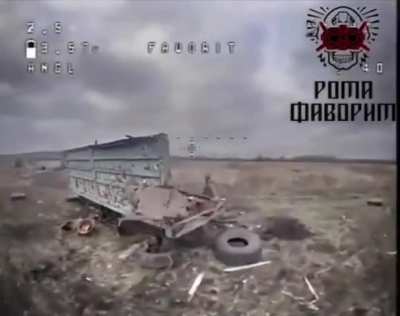 Russian  soldier trying to fight of Ukrainian drone using various nearby objects. Donetsk  region