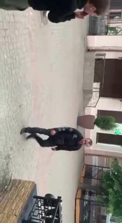 Friendly battle in slow motion