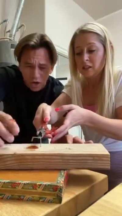 The amount of time she takes to realise what's going in..