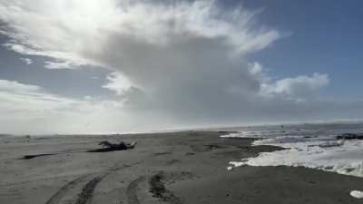 Clouds and waves at Ocean Shores, Washington