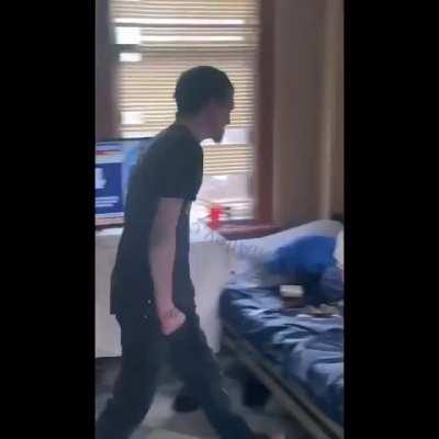 This fool literally beats himself up because he can't find his drugs