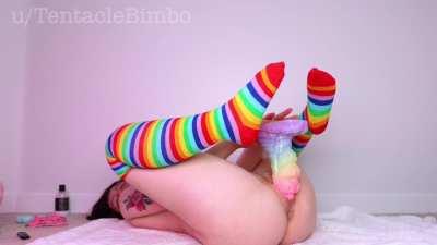 Taking a huge tentacle like a good slut 