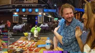 Kid bites a man after his scam fails.