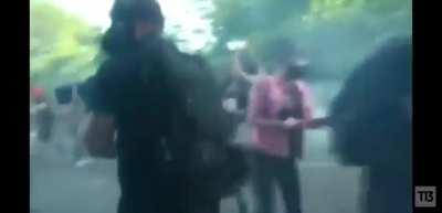 Police firing tear gas & flash bangs at peaceful protesters outside the White House as Trump addresses nation from the Rose Garden