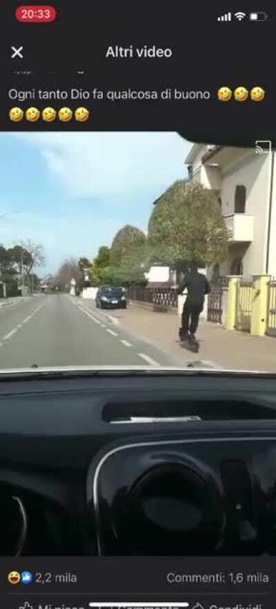 Idiot on electric scooter (not mine)