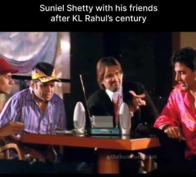 Sunil Shetty while watching KL Rahul's century