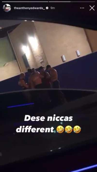 Basketball player Anthony Edwards is in hot water on social media for posting this