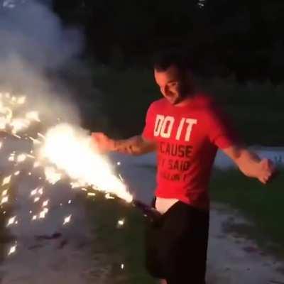 Lighting a firecracker in his pants