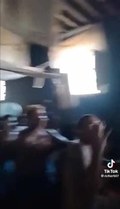 Panamanian prisoners celebrating Argentina winning over Croatia