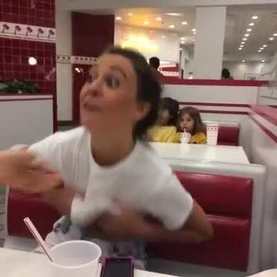 Cute girl gets embarrassed by forced flash