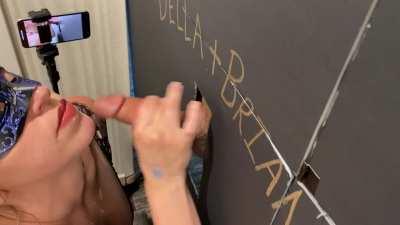 Gloryhole BJ with facial from two angles