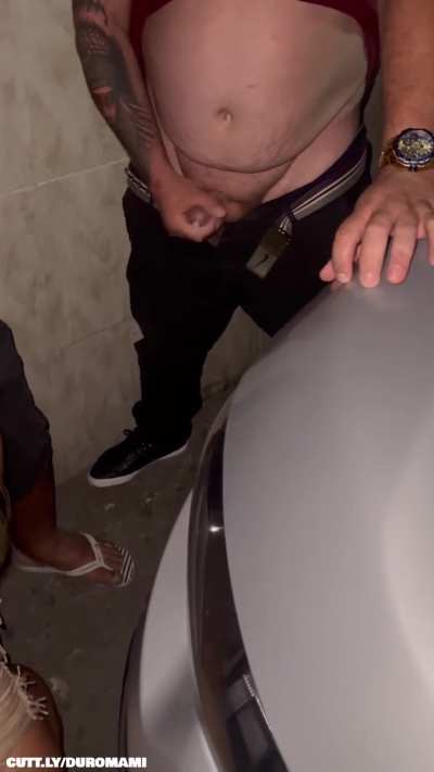 She's in a public place, getting fucked by two random guys, sucking them off like there's no tomorrow