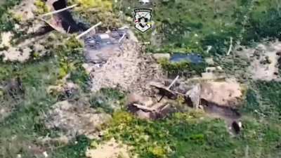 Russian goes flying after being struck by Ukrainian FPV drone | 8.5.24