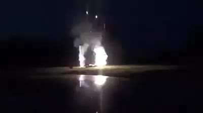 Mortar misfires on launchpad and resulting fire launches everything else all at once