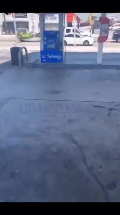 I thought everyone knew you can't smoke at a gas station...