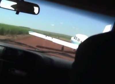 Federal police in Brazil hit aircraft's wing to stop drug smugglers from flying away