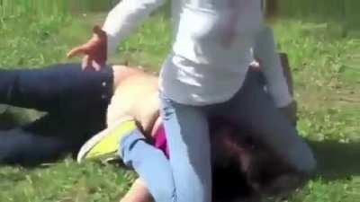 Smaller girl humiliates bigger girl