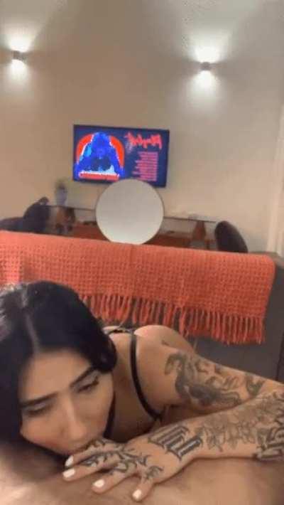 my hubby said i look beautiful with a dick in my throat, so i've been sending him me with all his friends' dicks in my throat so he can see which one i look the most gorgeous with