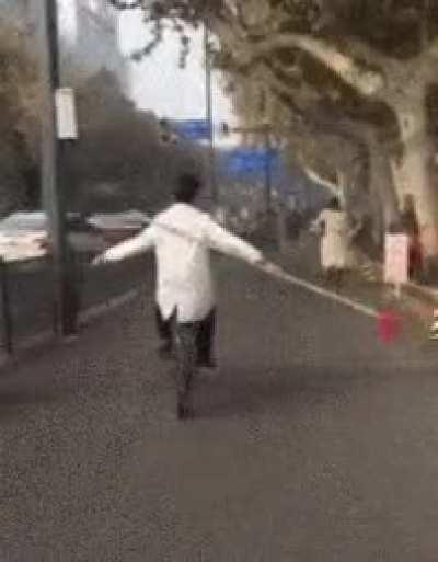 Let's wield a lethal spear while riding a bicycle, WCGW?