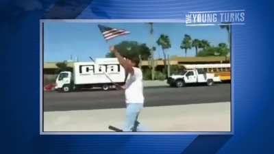 Native American shuts down anti immigration protest 