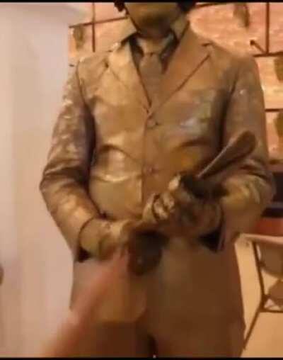 Bother a statue performer, get whacked.