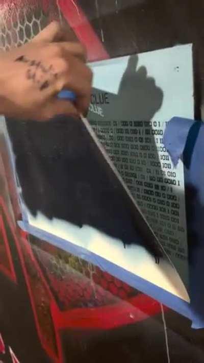 Spray painting 386 bears on a tunnel wall and filming them while riding a bike through the tunnel to animate