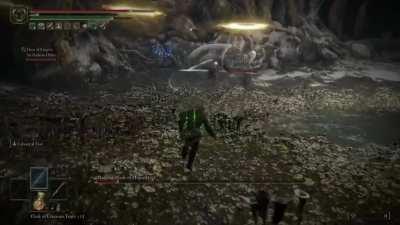 Edge,lord and Nepheli help Sir Gideon Ofnir to slay Malenia for her Great Rune