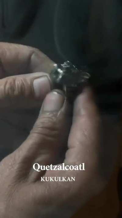 Hi, I make custom jewelry and sometimes I just want to share a little bit of my culture in my work. This is Quetzalcoatl, the feathered serpent God!