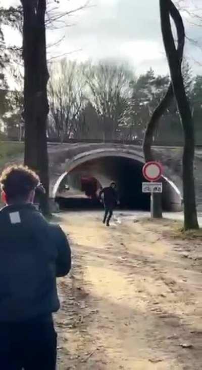 Trying to demolish a tunnel with fireworks