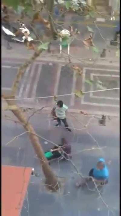 He is shouting out that he is the only real man in the town and would stab anyone who dares challenging him. And then there comes the real alpha guy!